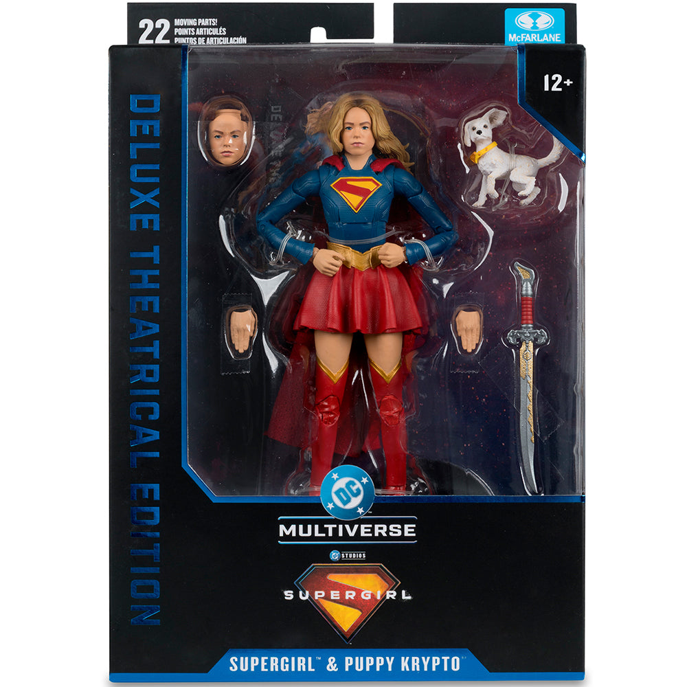 DC Multiverse Supergirl i Baby Krypto (film Supergirl) figurka 7-calowa, edycja kinowa Deluxe
