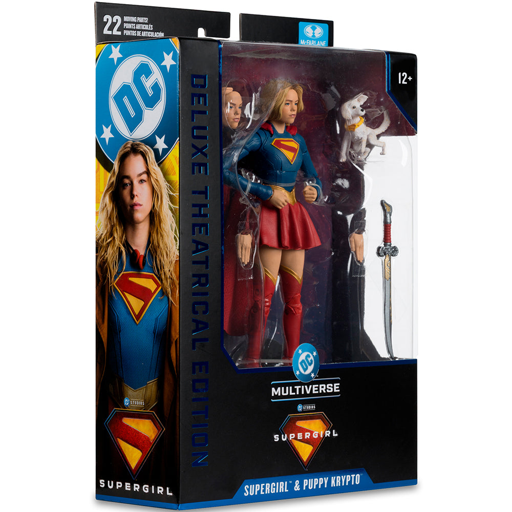 DC Multiverse Supergirl i Baby Krypto (film Supergirl) figurka 7-calowa, edycja kinowa Deluxe