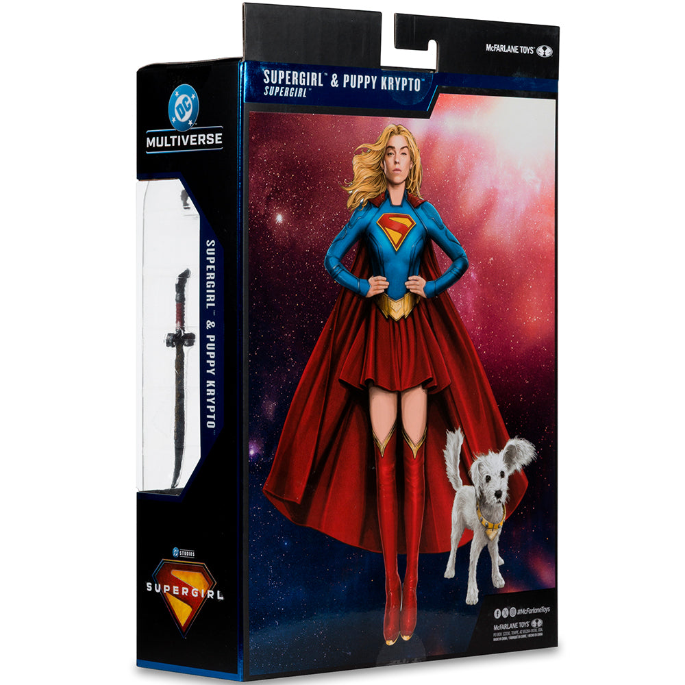DC Multiverse Supergirl i Baby Krypto (film Supergirl) figurka 7-calowa, edycja kinowa Deluxe